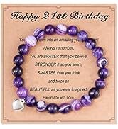 HGDEER 21st Birthday Gifts, Natural Stone Heart Bracelets for Friends Sister Girls Women