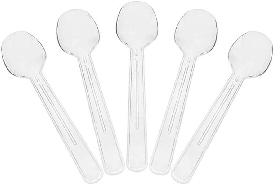Mini Plastic Spoons 100pcs Dessert Spoons Disposable for Ice Cream Appetizer Slushies Crushed Ice Transparent