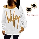 Laimeng, Women Womens Letter Print Loose Sweatshirt Casual Pullover Top