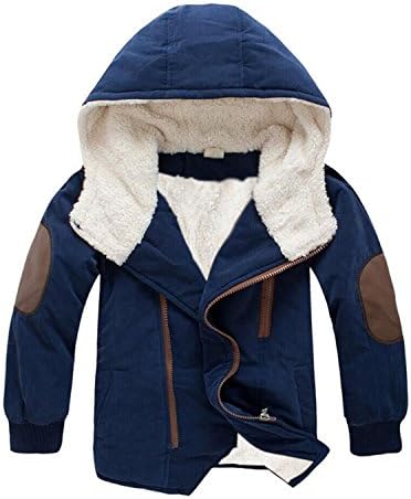 Anthony Moore Children Fur Winter Warm Coat For Big Boys Girls Cotton Hooded Jackets For 3-14 Years Blue 5T
