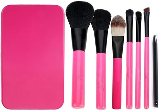 KINGCOO - Juego de 7 brochas de maquillaje con caja de color rosa: Amazon.es: Belleza