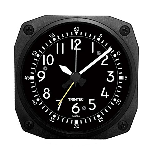 Trintec Aviation Desk Top Travel Alarm Clock Aircraft Vintage Cockpit Style Face 12 Hour Display