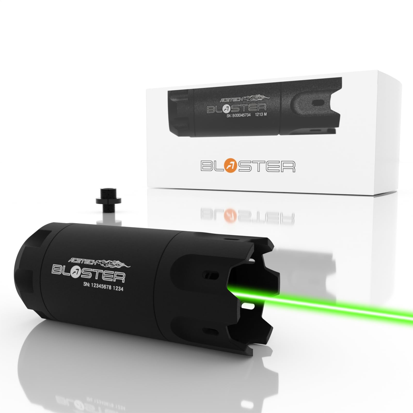 ACETECH Airsoft Pistol/Riffle Tracer Unit Bifrost/Brighter CS/Blaster 14mm CCW Negative Thread M14- to M11+ Green/Gel BBS LED RGB/Flare/Beam Lighting Effect (Blaster Black - Flare Tracer)