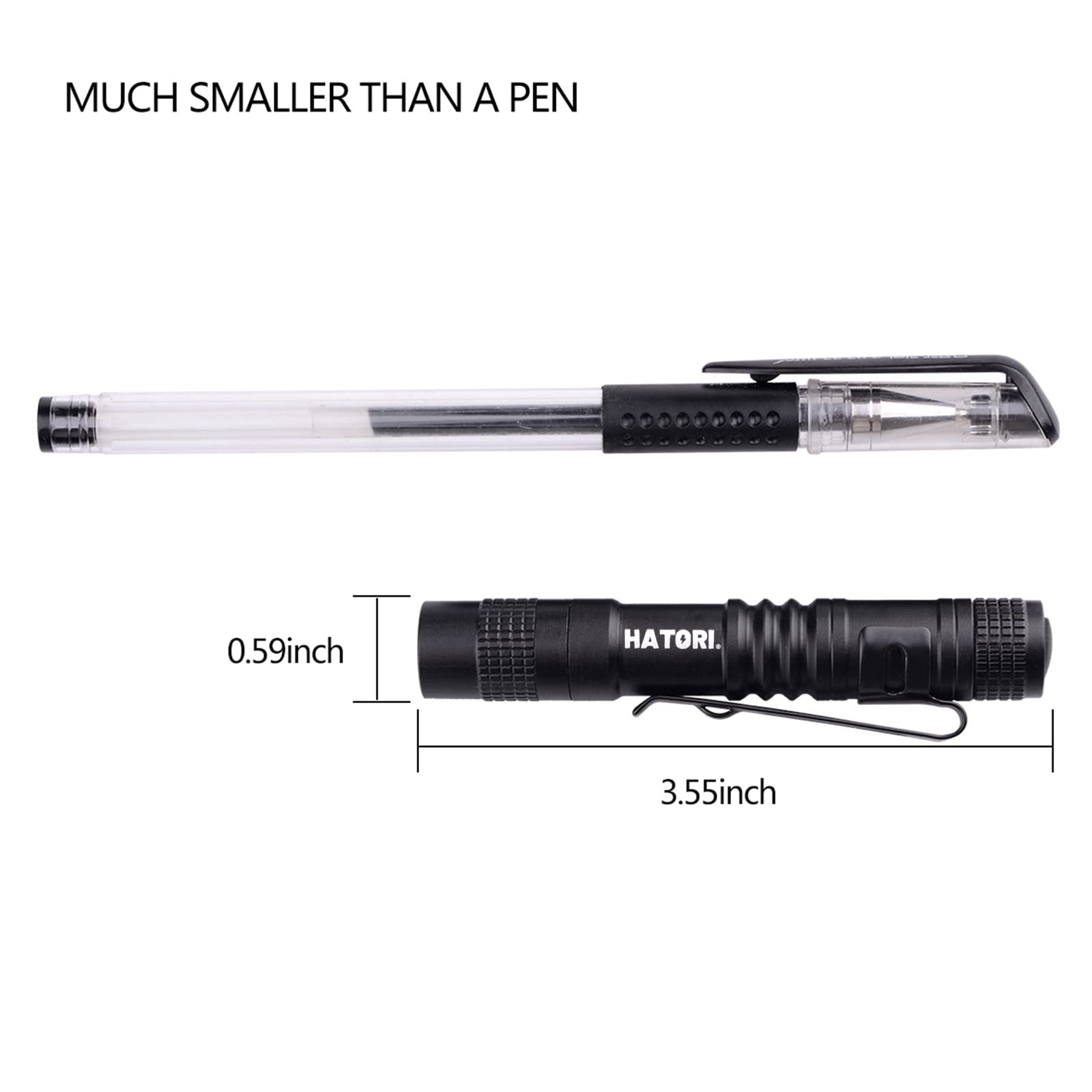 HATORI LED Mini Flashlight, Bright Small Handheld Pocket Flashlights Tactical High Lumens Pen