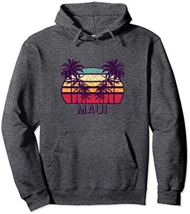 Maui Hawaii Vintage 70's Retro Skyline Palm Tree Hoodie