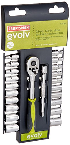 Craftsman evolv 22 pc 1/4 inch drive tool set standard …