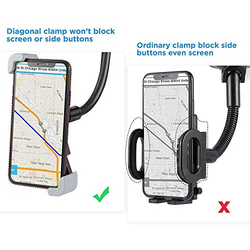 Universal Air Vent Car Mount Phone Holder for GPS with Suction Pad, Rotatable Cup Holder, Adjustable & Diagonal Clamp, Compatible with iPhone Xs Max R X 8 Plus 7 Plus 6S Samsung Galaxy S9 S8 - Thumbnail 5