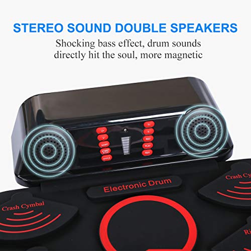 Elejolie Electric Drum Set for Kids Roll Up Drum Practice Kit Portable