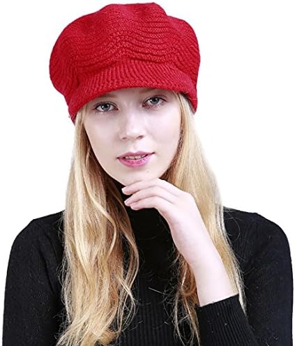 Permen Perman Womens Winter Warm Knitted Hats Slouchy Wool Beanie Hat Cap With Visor