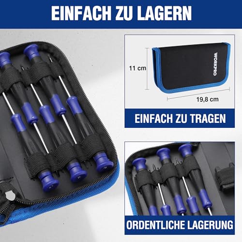 WORKPRO 10 Piece Precision Screwdriver Set Cr-V with Magnetic Tip and Storage Bag