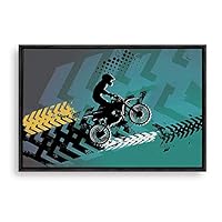 Framed Canvas Wall Art Motorcycle Canvas Prints Home Artwork Decoration for Living Room,Bedroom - 16x24 inches