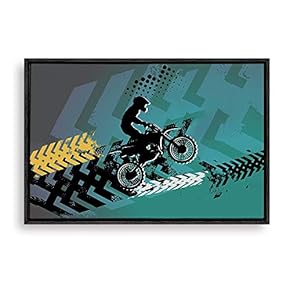 Framed Motorcycle Home Artwork for Living Room Bedroom