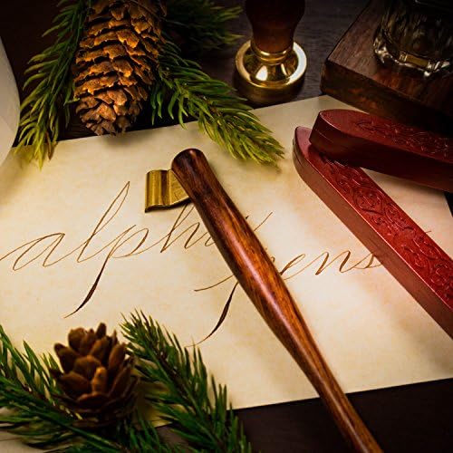 Ornamental Calligraphy Oblique Nib Pen Holder with Multi-Fit Brass Flange Right Handed Dip Pen by Penmen United No Velvet Pouch NO Nib (Light Brown Sugar)