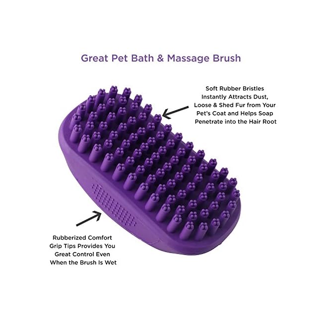 Hertzko Pet Bath Massage Brush Great Grooming Comb For