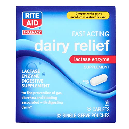 Rite Aid Fast Acting Dairy Relief Lactase Enzyme 32 Caplets Lactase