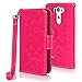 LG G3 Vigor case, LG G3 Mini case, E LV LG G3 Mini case cover - Deluxe Classic PU Leather Flip Wallet Case Cover for LG G3 Mini D725 with 1 Black Stylus - Hot Pink