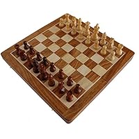 Stonkraft Collectible Folding Wooden Chess Game Board Set with Magnetic Crafted Pieces, 14 Inch x 14 Inch