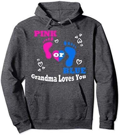 Unisex Pink Or Blue Grandma Loves You Hoodie Baby Gender Reveal Tee 2XL Dark Heather