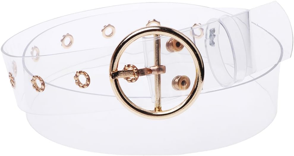 Feamos Transparent Wide Belts for Women Waist Belt for Dresses with Buckle Casual Gift
