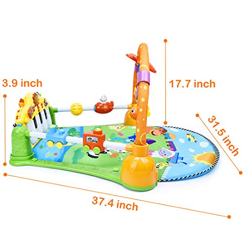 Baby Gym Kick and Play Piano - Lay to Sit-Up Play Mat Newborn Large Activity Gym Tummy Time Infant Music & Light Activity Center Mat Play & Learn Toddler 0-18 Month