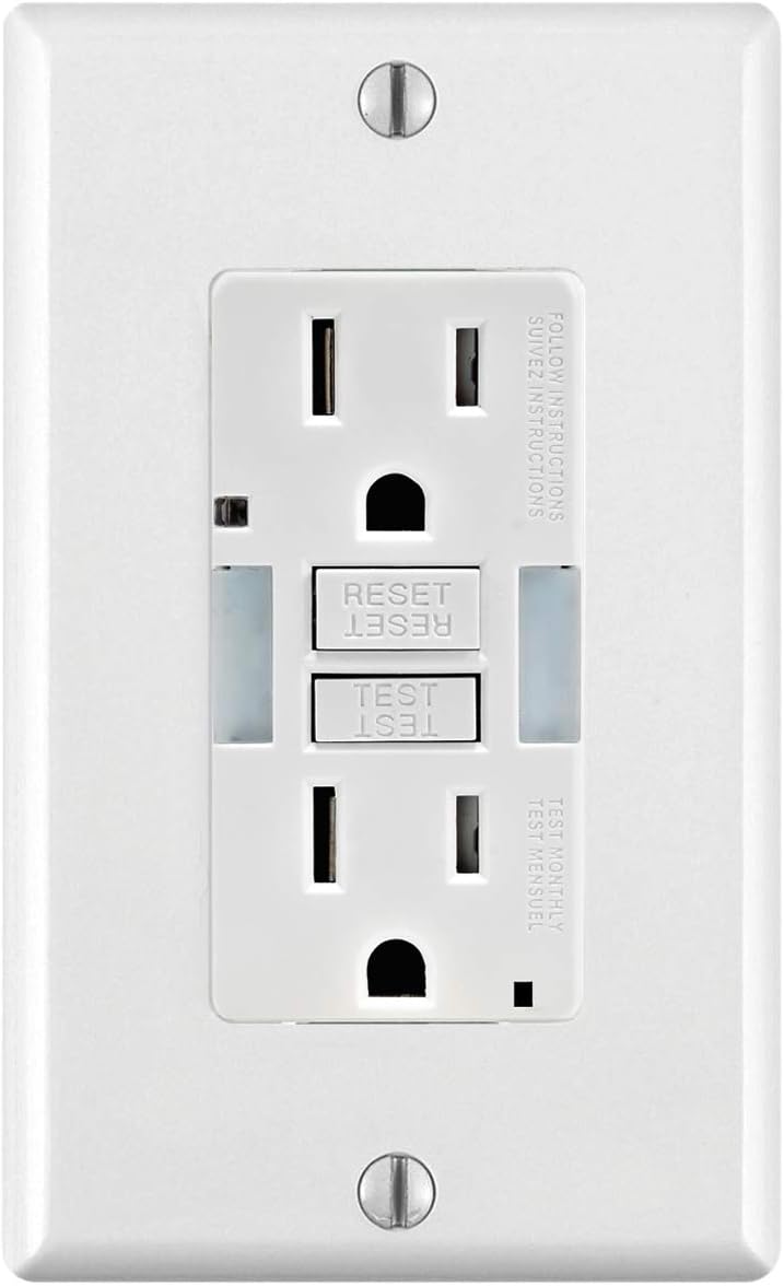 Leviton GFNL1-W Self-test SmartlockPro Slim GFCI Tamper-Resistant Receptacle with Guidelight and LED Indicator, 15-Amp, White - - 