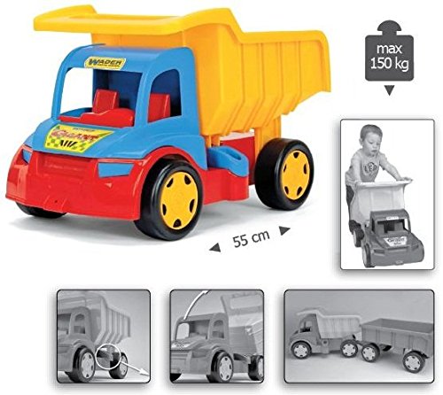 Wader 65100 - Gigant Truck, großer Kipper mit Anhänger, LKW bis 150 kg belastbar, Gesamtlänge ca. 107 cm, ab 12 Monaten, ideal als Geschenk für kreatives Spielen – Bild 5