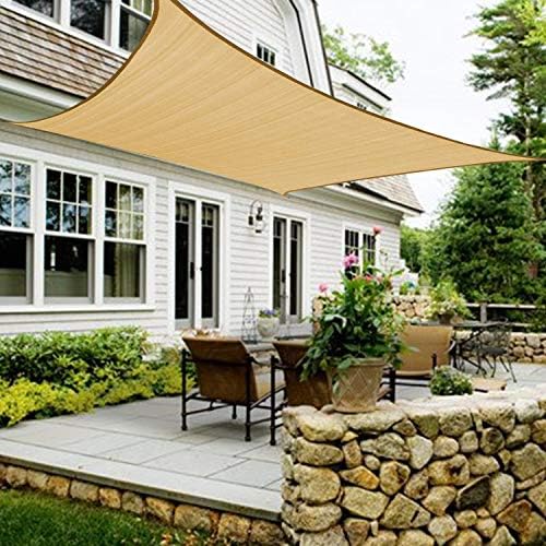 UPGRADE 12'x16' Sun Shade Sail Rectangle Sand Outdoor UV Block Sail Shades for Patios Yard Backyard Pergola Garden