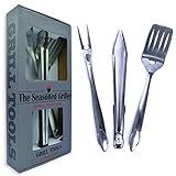 Extra Long Heavy Duty BBQ Grilling Tools Set - 3 Piece Stainless Steel Utensils Set Includes Spatula Fork & Tongs - Barbecue Grilling Accessories - Outdoor Grilling Kit In Gift Box Packaging