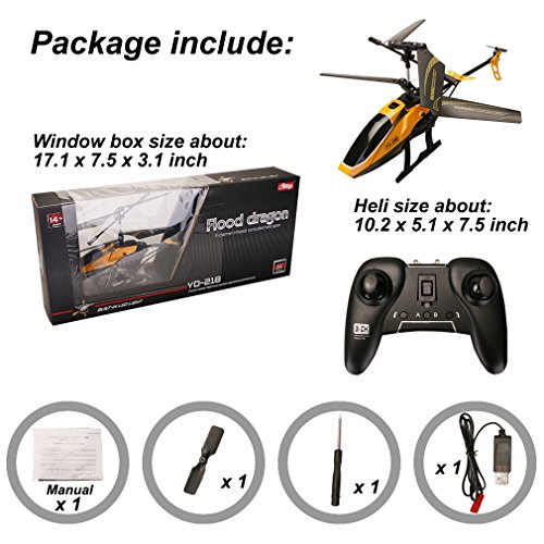 ATTOP YD-218 3 Channel Infrared Remote Control Helicopter with Built-in Gyro Mini RC Heli with Smoothly Hovering Performance (Orange)