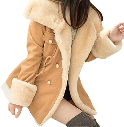 Kstare New Winter Fashion Warm Double-Breasted Wool Blend Jacket Women Coat (Camel, L)