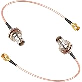Dahszhi Electronics RF Coaxial Coax Cable Assembly SMA Male to BNC Female Bulkhead 15cm/6" Length - Pack of 2