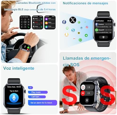 Relógio Inteligente Masculino com ECG/VCF: Relógio Inteligente HD de 2" com Assistente GPT