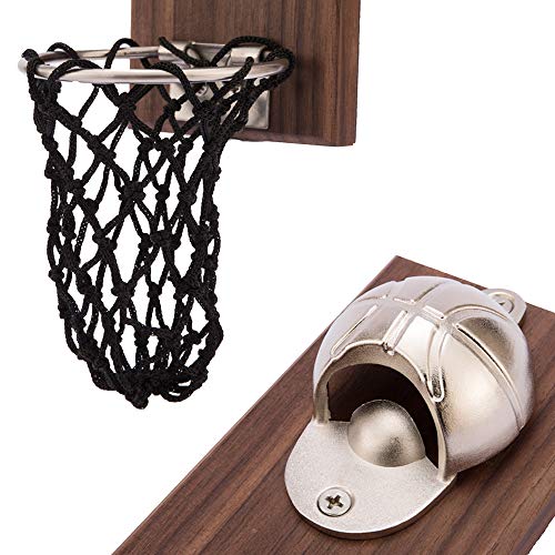 Basketball Bottle Opener, Wooden Wall Mounted Opener with Cap