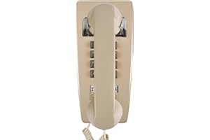 Sangyn Retro Wall Phones for Landline with Loud Mechanical Ringer Vintage Wall Mount Phone with Volume Adjustable Old Fashioned Corded Landline Telephone for Home School Hotel Office, Beige