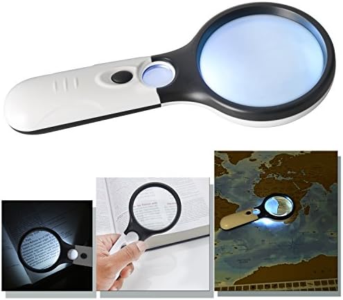 BESTSUN Magnifying Glass 3X 45x, LED Magnifier (3 LED Lights) - Magnifying Lens Handheld Great for Jewelers - Magnifier Brilliant for Reading, Illuminated Magnifier