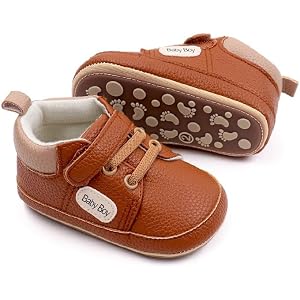 Baby Boys Girls Pu Leather Hard Bottom Walking Sneakers Toddler Rubber Sole First Walkers Infant Cartoon Slippers Crib Shoes