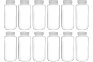 12PK Reagent Bottles, 1000ml - Wide Mouth with Screw Cap - Polypropylene - Translucent - Eisco Labs