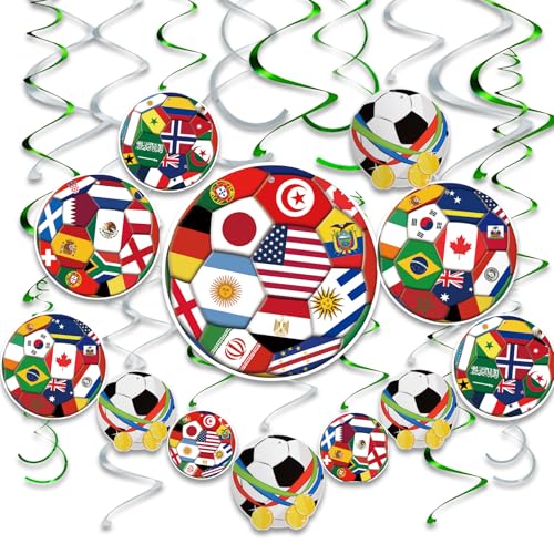 24pcs World Cup Football Hanging Swirls