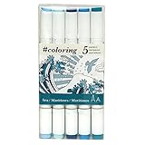 Art Alternatives #coloring - Professional, Alcohol Based, Coloring Markers, 5 Ocean Colors Ideal for the Johanna Basford Coloring Canvas 