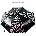 Walker Raindrops Color Changing Auto Folding Umbrella with Black Rubber for Cooling and UV Protection(pink+green)