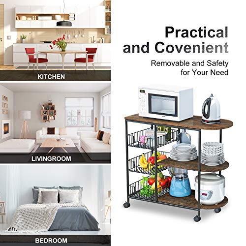 LENTIA 3Tier Kitchen Island Cart Trolley Industrial Microwave Oven