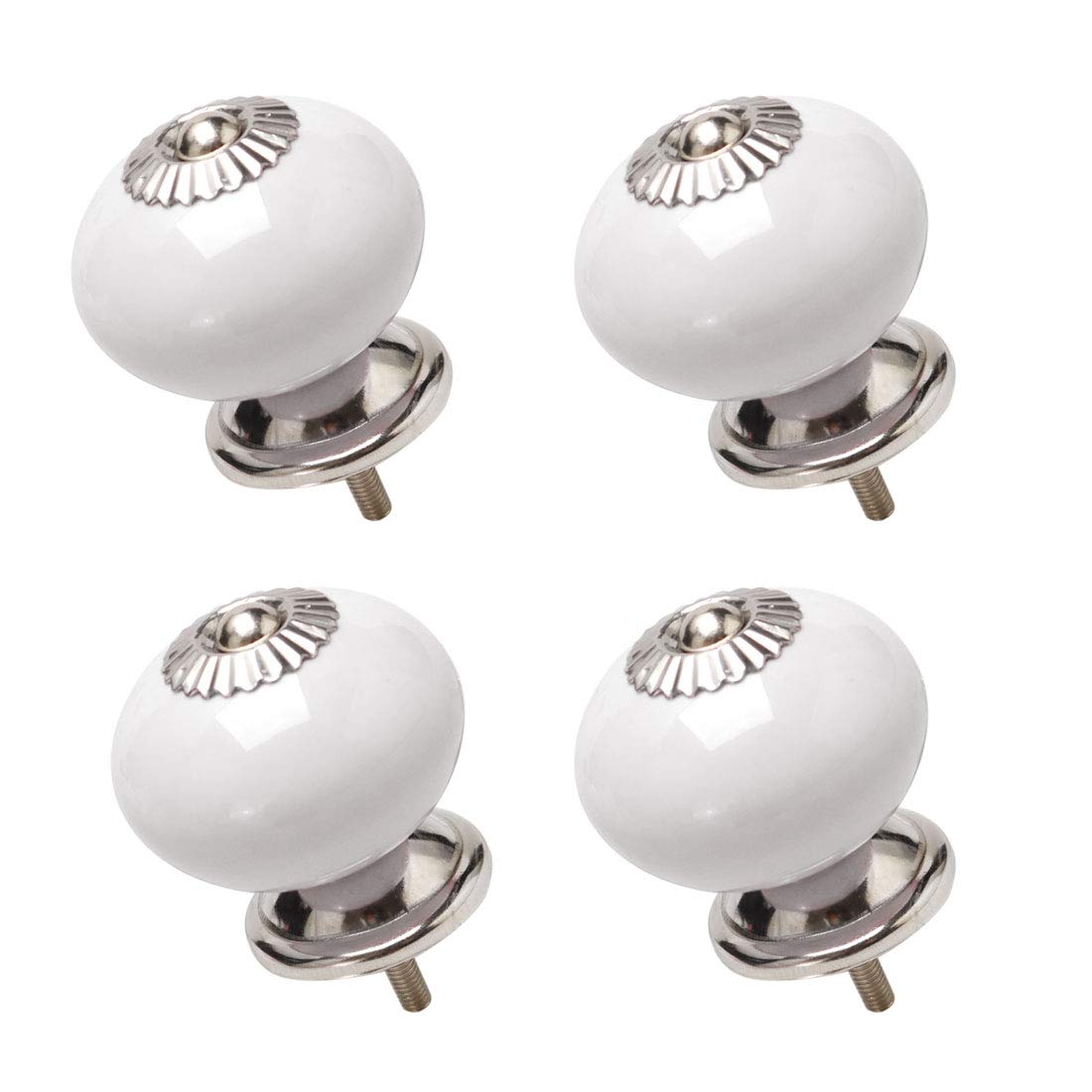 sourcing map 4pcs Ceramic Knobs Vintage Knob Drawer Round Pull Handle Furniture Door Cabinet Cupboard Wardrobe Dresser Decorative White