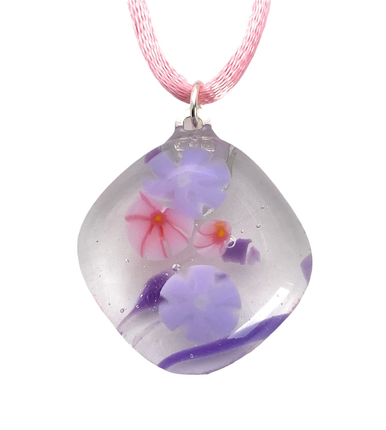 Flower Pendant, Glass Flower Pendant, Handmade Glass Pendant, Dichroic Glass Pendant, Floral Pendant, Glass Pendant, Millefiori Pendant