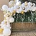 White Gold Balloon Garland Arch Kit for Party 16Ft Long Confetti Latex Balloons for Baby Shower Wedding Birthday Graduation Anniversary Party Background Decorations