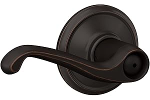 Schlage F40 FLA 716 Flair Door Lever, Bed & Bath Privacy Lock, Aged Bronze
