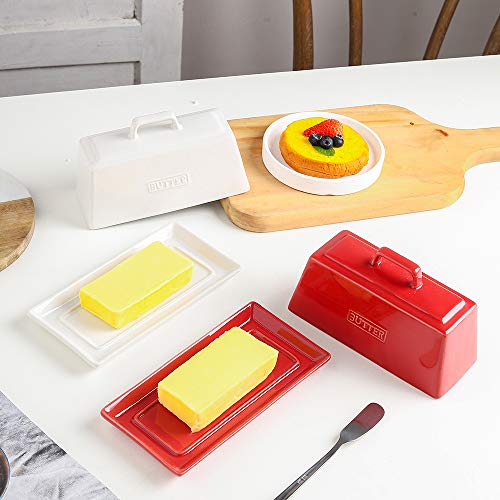 KOOV Porcelain Butter Dish With Lid, Perfect for East West Coast Butter