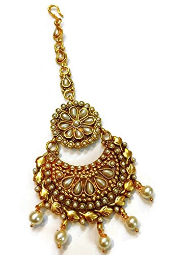 Buy Divinique Jewelry Kundan Pearl Polki Maang Tikka At Amazon In