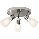 Laite Lumens 10” Decorative Track Lighting Kit, Brushed Nickel Finish Flush Mount Ceiling Light Fixture with Frosted Glass Sh