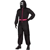 Spirit Halloween Squid Game Kids Black Guard Costume, Officially Licensed, Supervisor Outfit, Dystopian Uniform