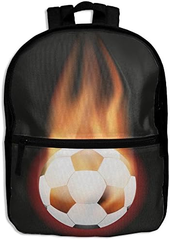 Fire Football Soccer School Backpack Travel Bags Bookbag For Kids